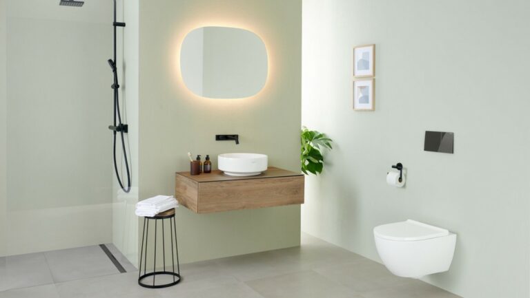 2908554 2023 acanto wall hung wc with turboflush option mirror oval light on variform washbasin hickory furniture 16 9 768x433